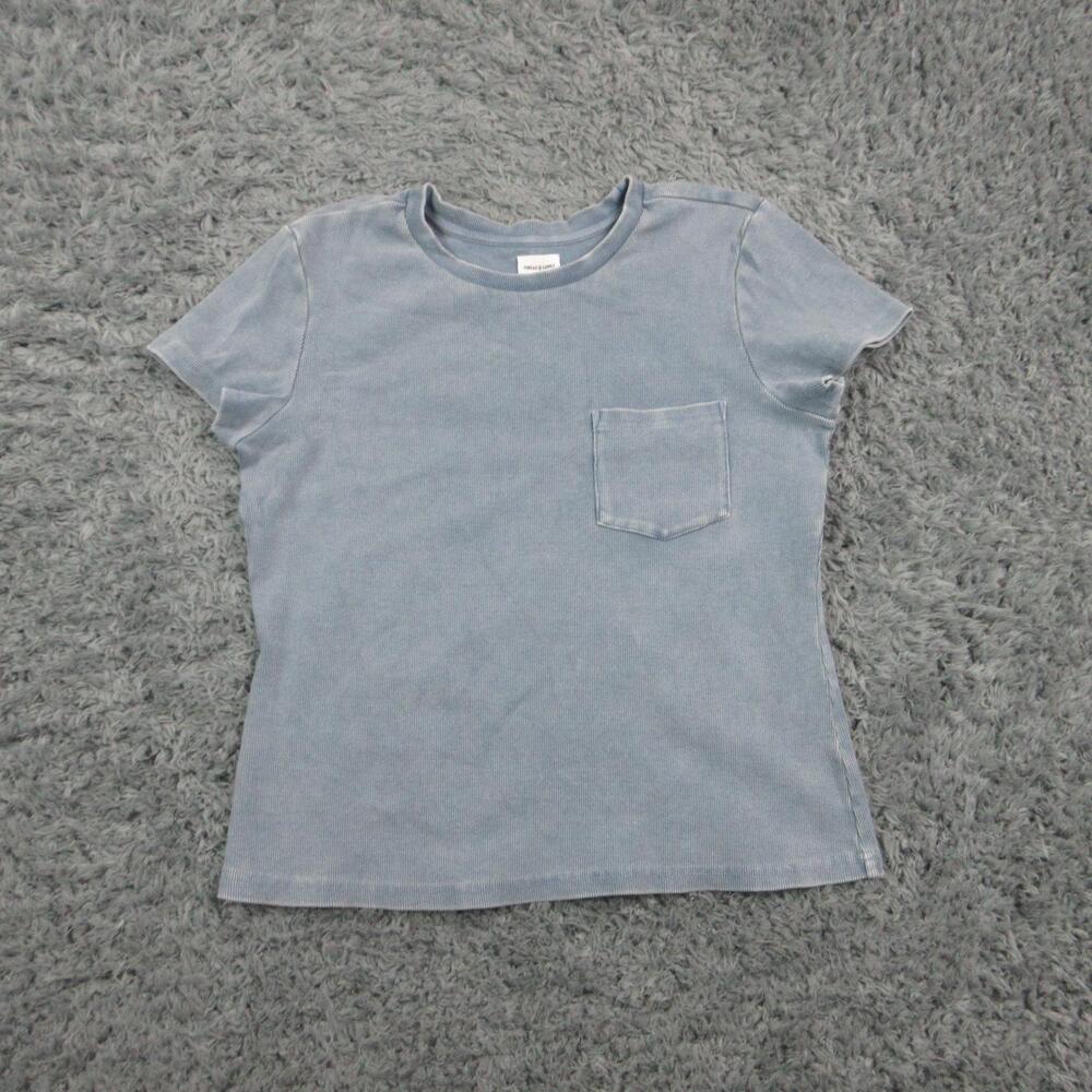 Thread & Supply Shirt Womens Large Blue Short Sleeve Crew Neck Pocket Tee NWOT